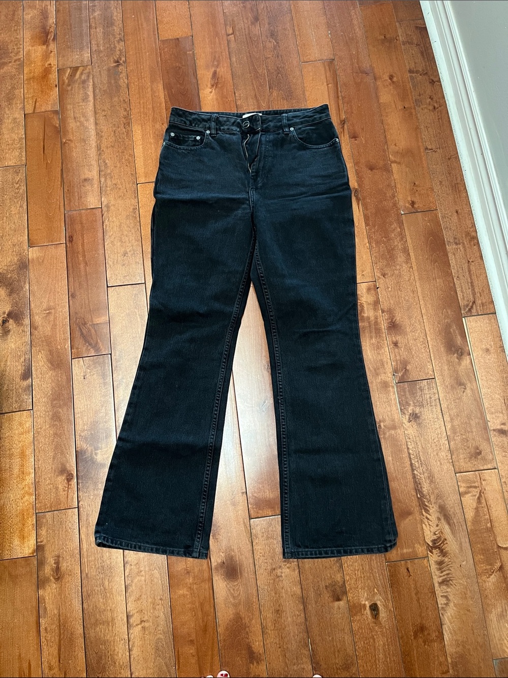 Ganni Black Wide-Leg Flare Jeans